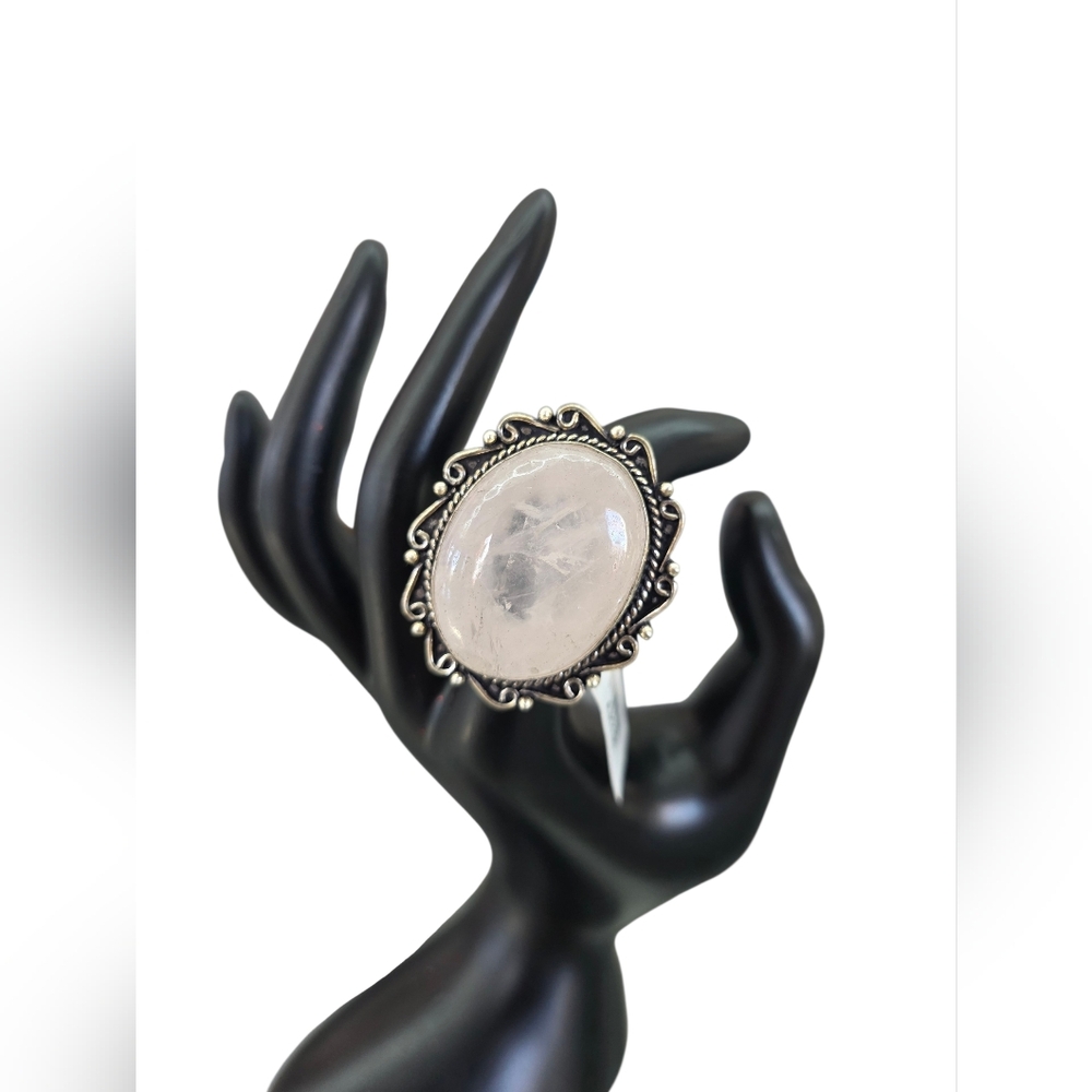 Rose Quartz Ring Size 7 VTG Style Statement Piece